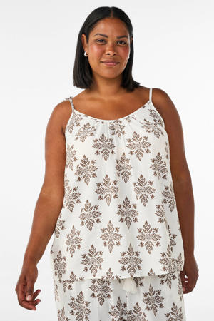 top met print Plus Size - ecru