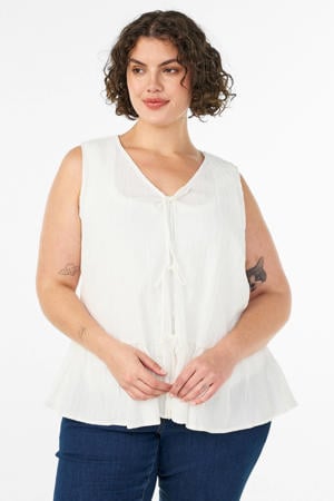 a-lijn gestreepte top Plus Size - wit