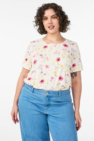 gebloemd T-shirt wit