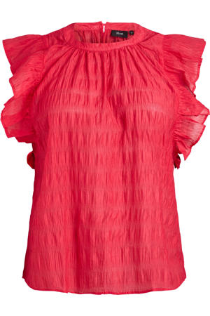 rechtvallend blousetop met ruches Plus Size - rood