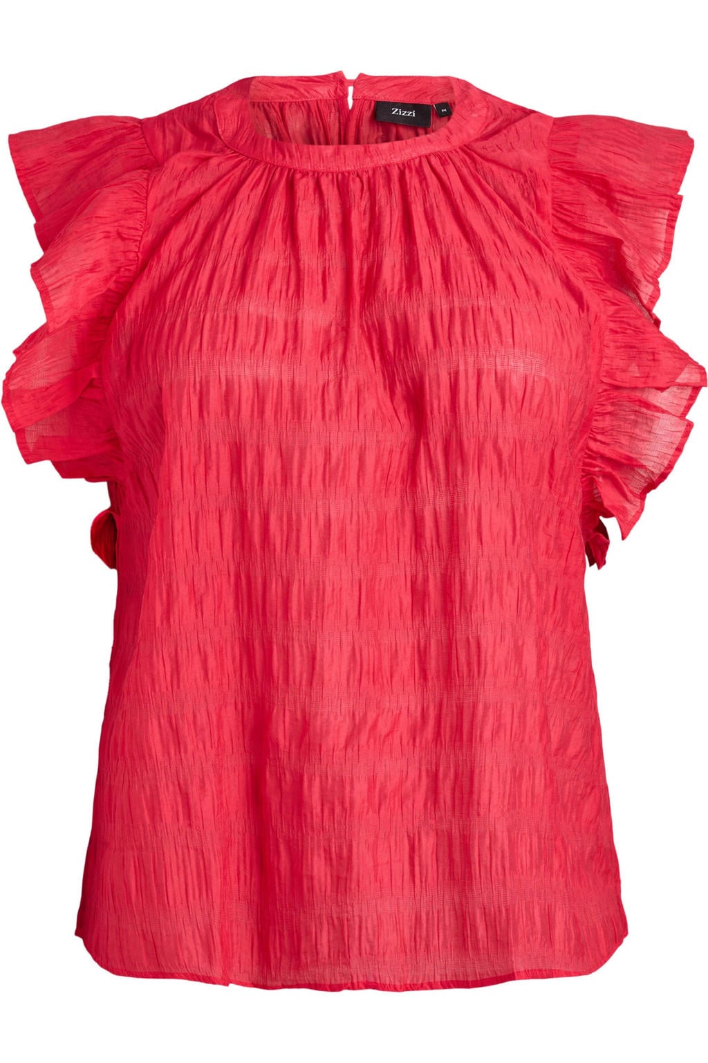 Zizzi rechtvallend blousetop met ruches Plus Size - rood