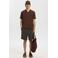 Selected linnen regular fit korte broek - donkerbruin