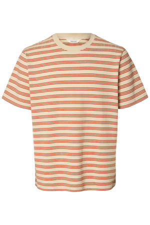 regular gestreept T-shirt seersucker brique