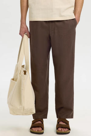 linnen tapered broek - bruin