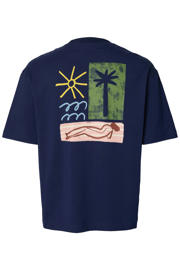 thumbnail: Selected relaxed T-shirt met backprint - donkerblauw