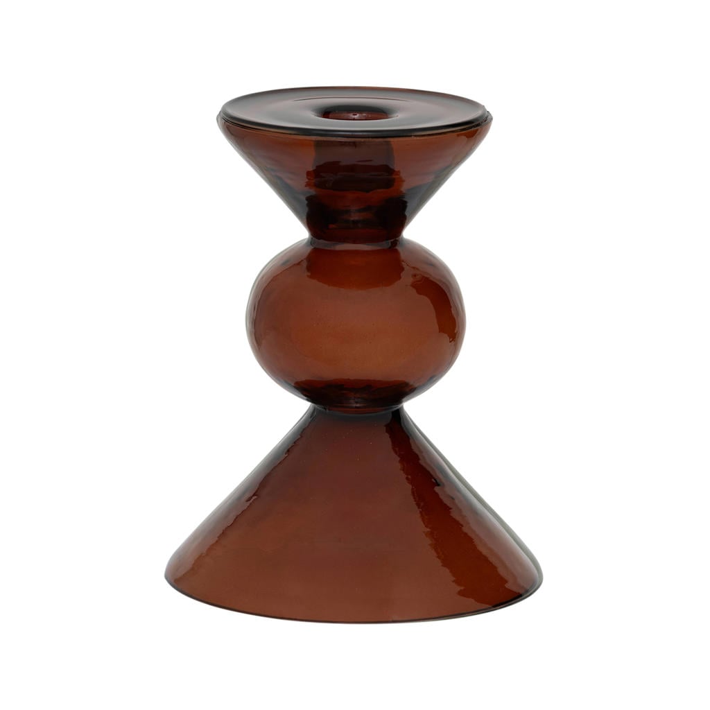 Urban Nature Culture glazen kandelaar Mesi 15 cm - bruin
