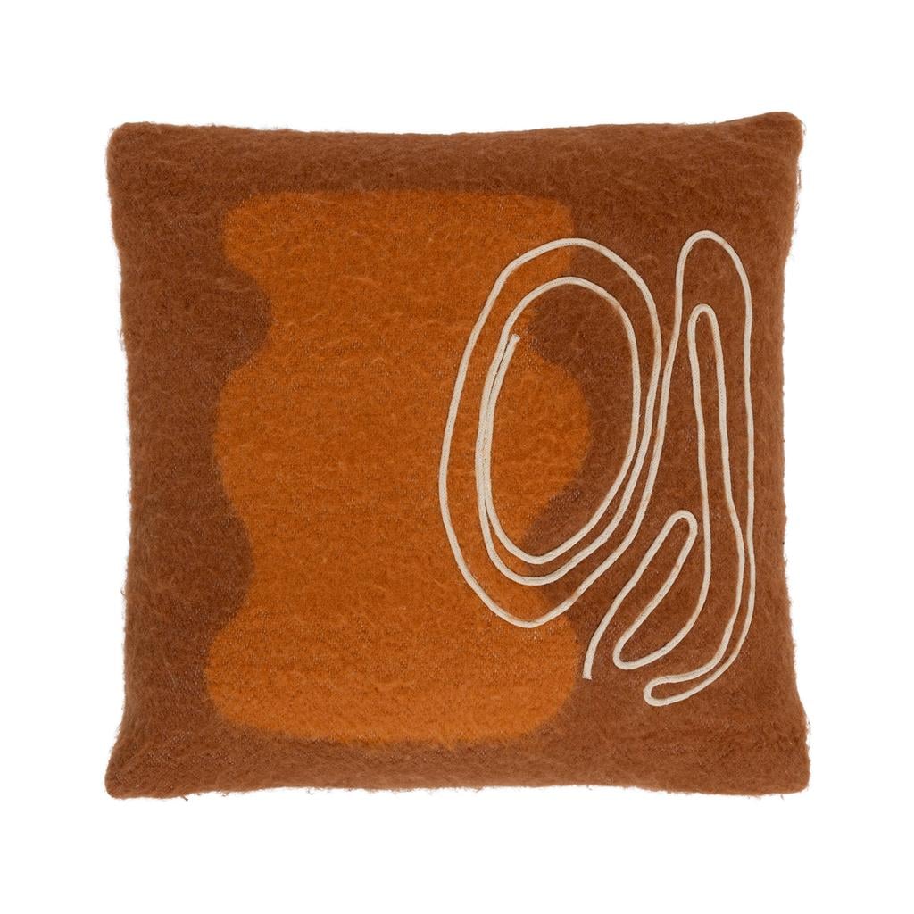 Urban Nature Culture vierkante wollen sierkussen Mei 50x50x13 cm - bruin