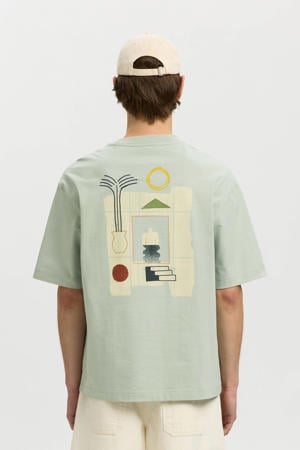 relaxed T-shirt met backprint groen