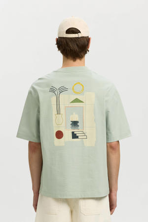 relaxed T-shirt met backprint groen