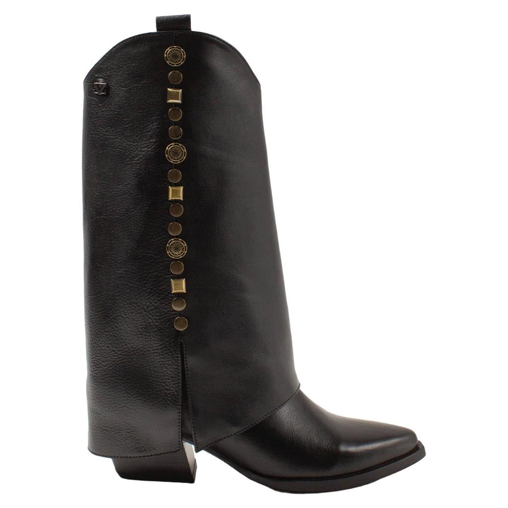 Lazamani Kiki western leren cowboylaarzen met studs - zwart