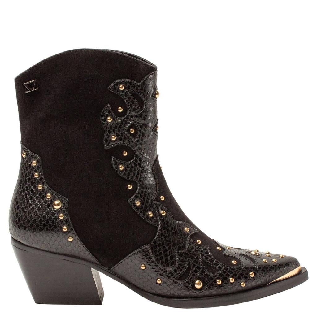 Lazamani western leren cowboy boots - zwart