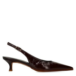 leren slingback pumps donkerbruin
