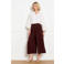LOLALIZA wide leg regular waist broek met linnen donkerrood