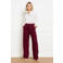 LOLALIZA wide leg regular waist broek donkerrood
