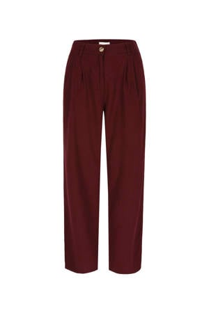 wide leg regular waist broek donkerrood