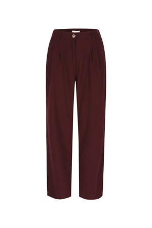 wide leg regular waist broek donkerrood