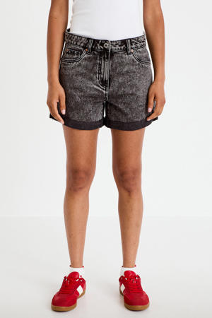 regular high waist short black denim