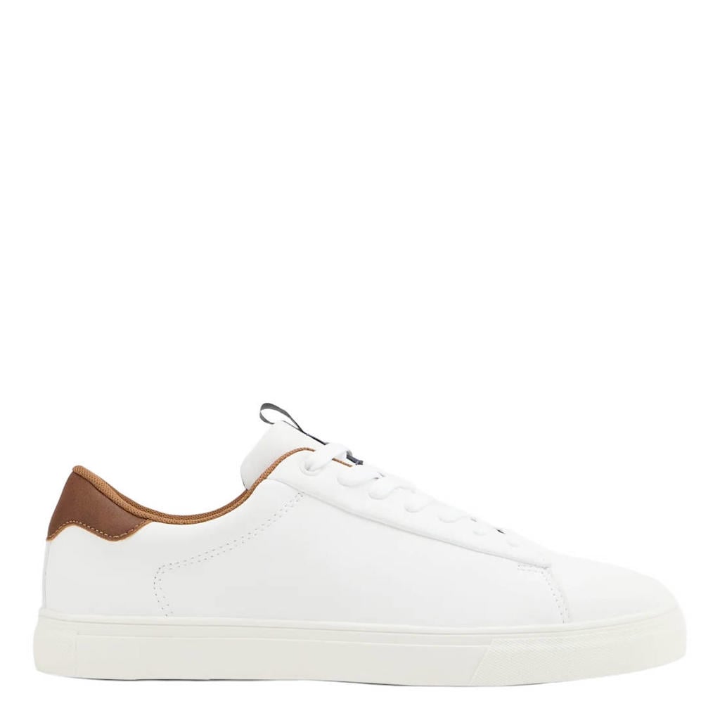 Witte heren Memphis One imitatieleren sneakers met veters