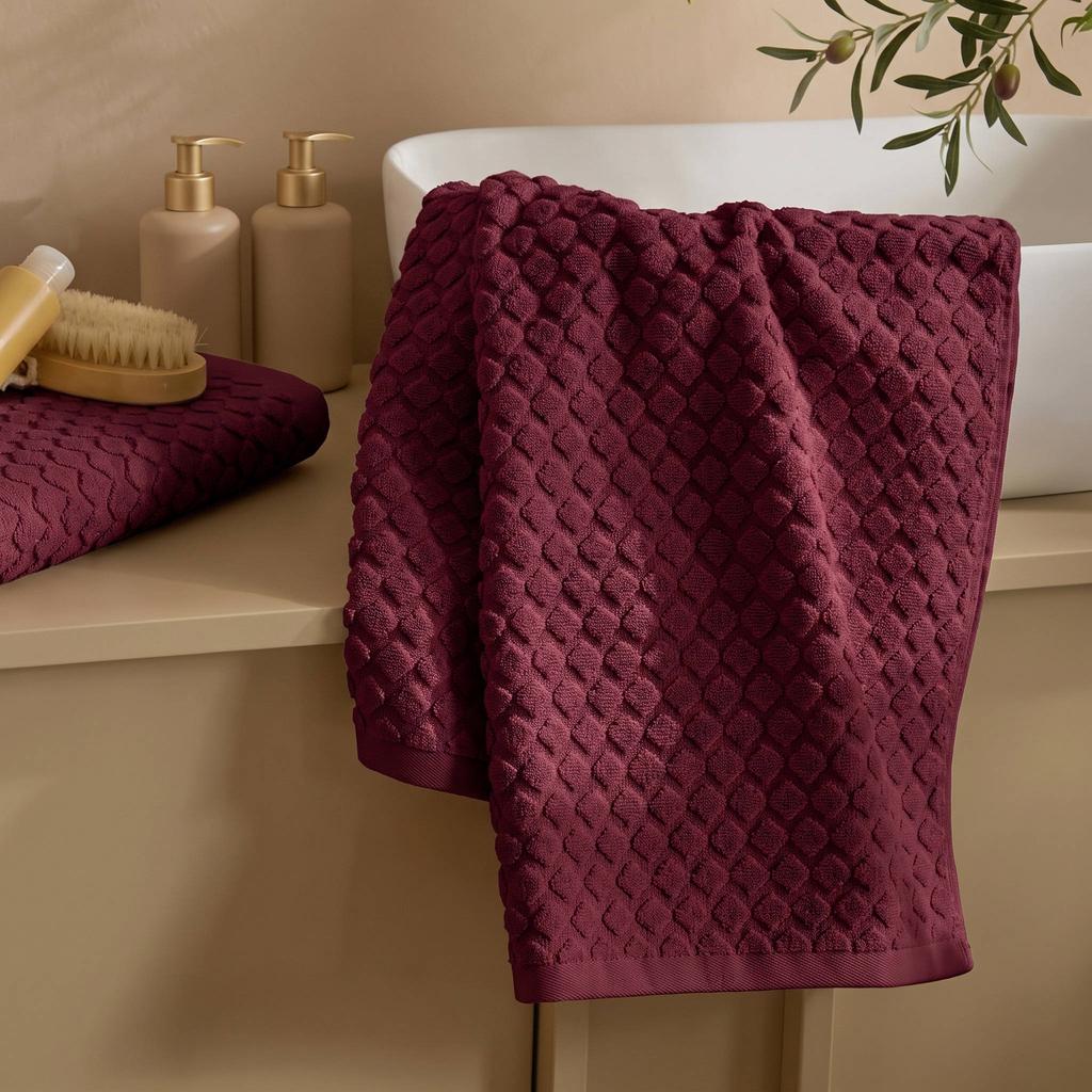 NOUS Living katoenen handdoek 100x50 cm - donkerrood