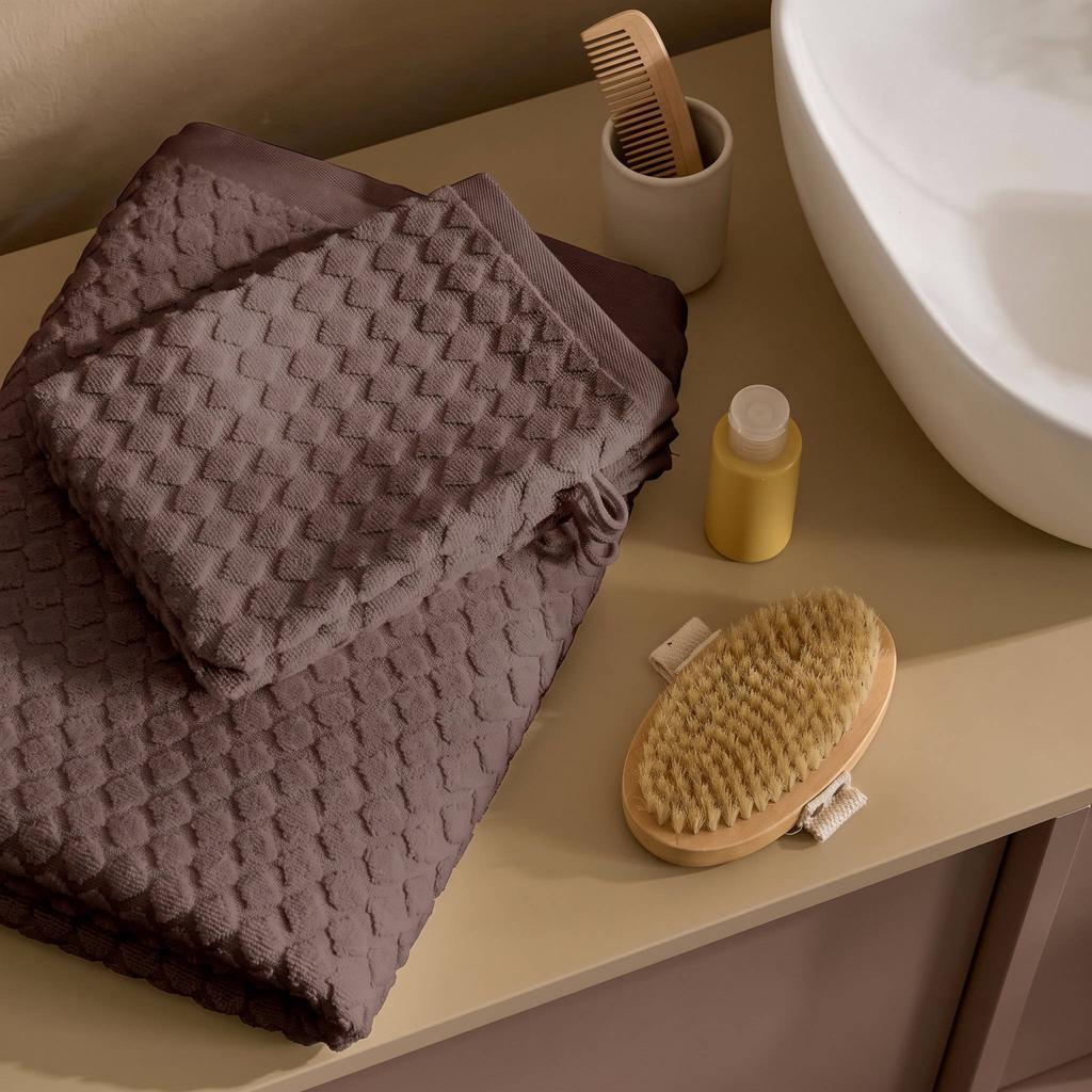 NOUS Living katoenen washandjes 20x15 cm - bruin (set van 2)
