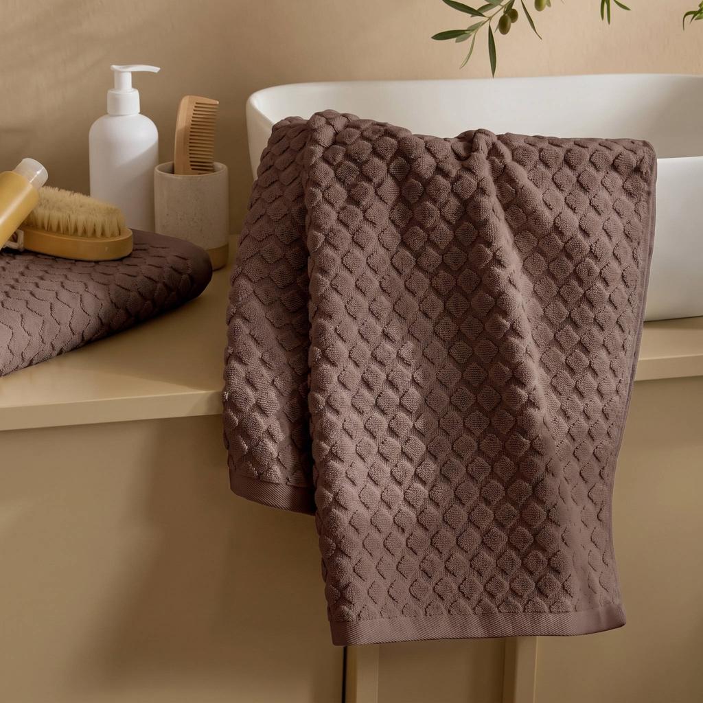 NOUS Living katoenen handdoek 100x50 cm - bruin