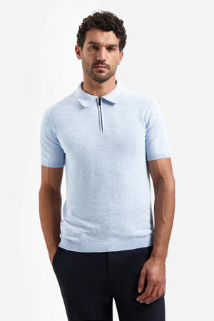 regular polo fijn gebreid lichtblauw