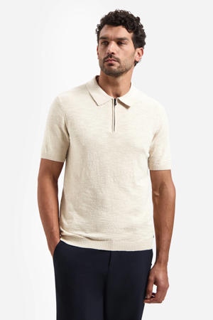 regular polo fijn gebreid beige