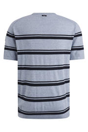 thumbnail: Vanguard regular gestreept T-shirt met linnen blauw
