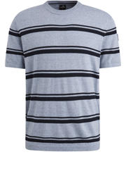 thumbnail: Vanguard regular gestreept T-shirt met linnen blauw