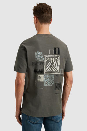regular T-shirt met backprint antraciet
