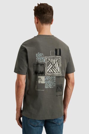 regular T-shirt met backprint antraciet