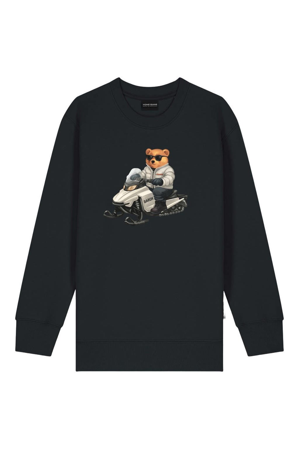 Zwarte jongens en meisjes Baron Filou Honeygang sweater van katoen met printopdruk, lange mouwen en geribde boorden
