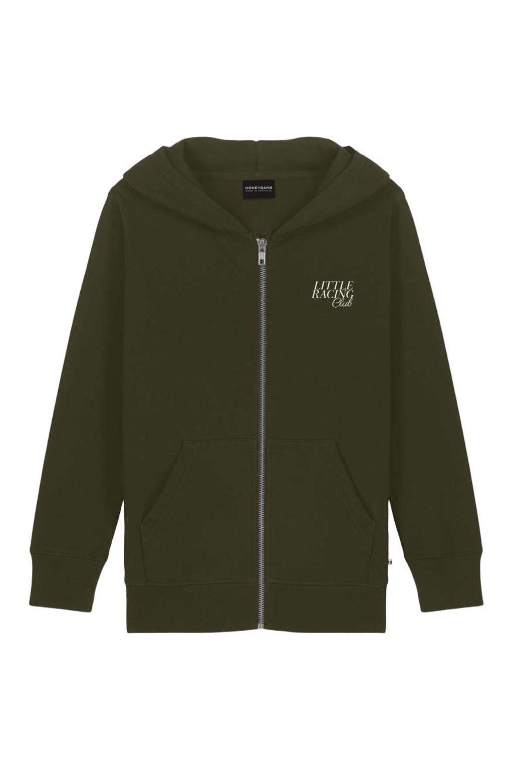 Baron Filou Honeygang sweatvest met backprint - olijfgroen