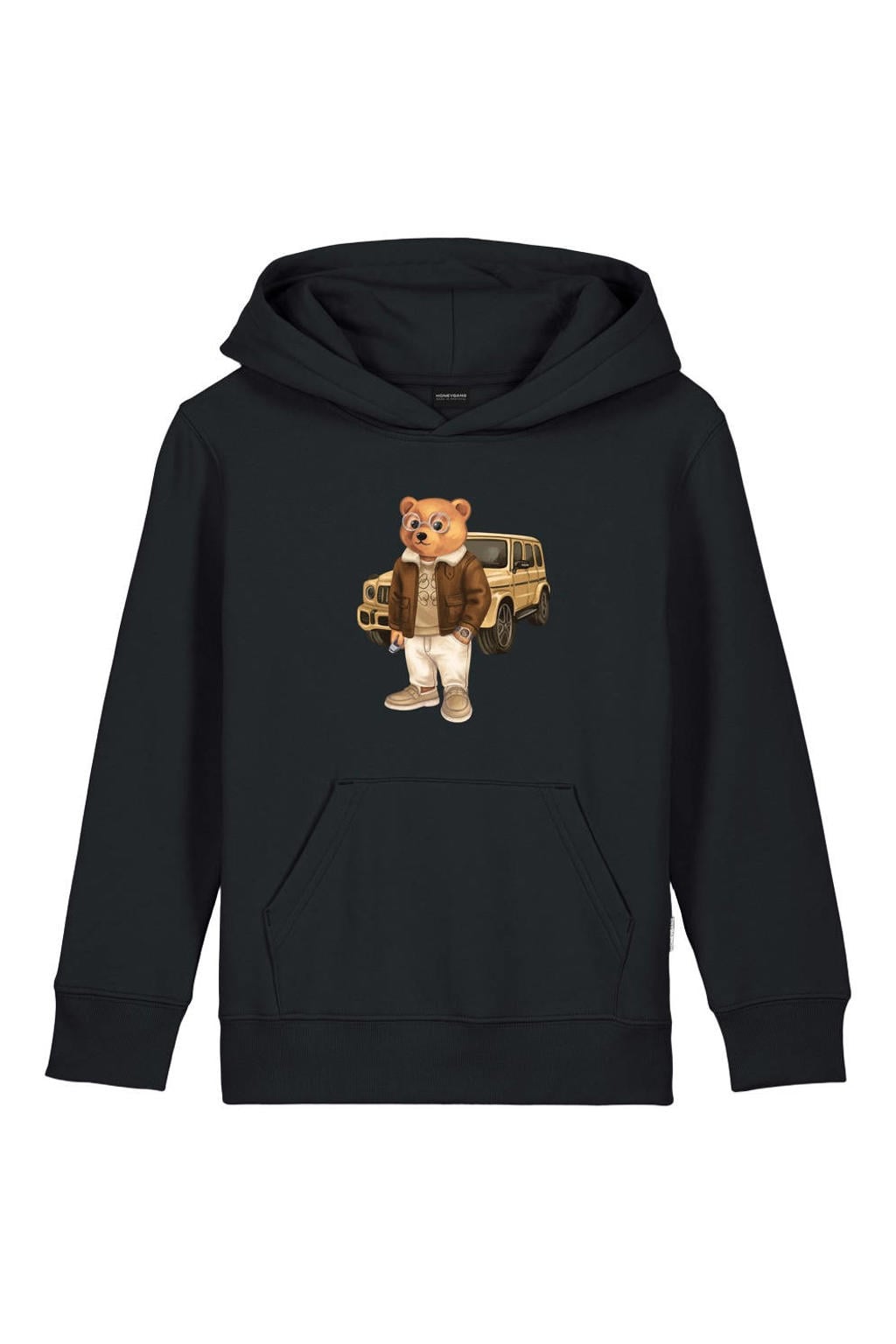 Zwarte jongens en meisjes Baron Filou Honeygang hoodie van katoen met printopdruk, lange mouwen en capuchon