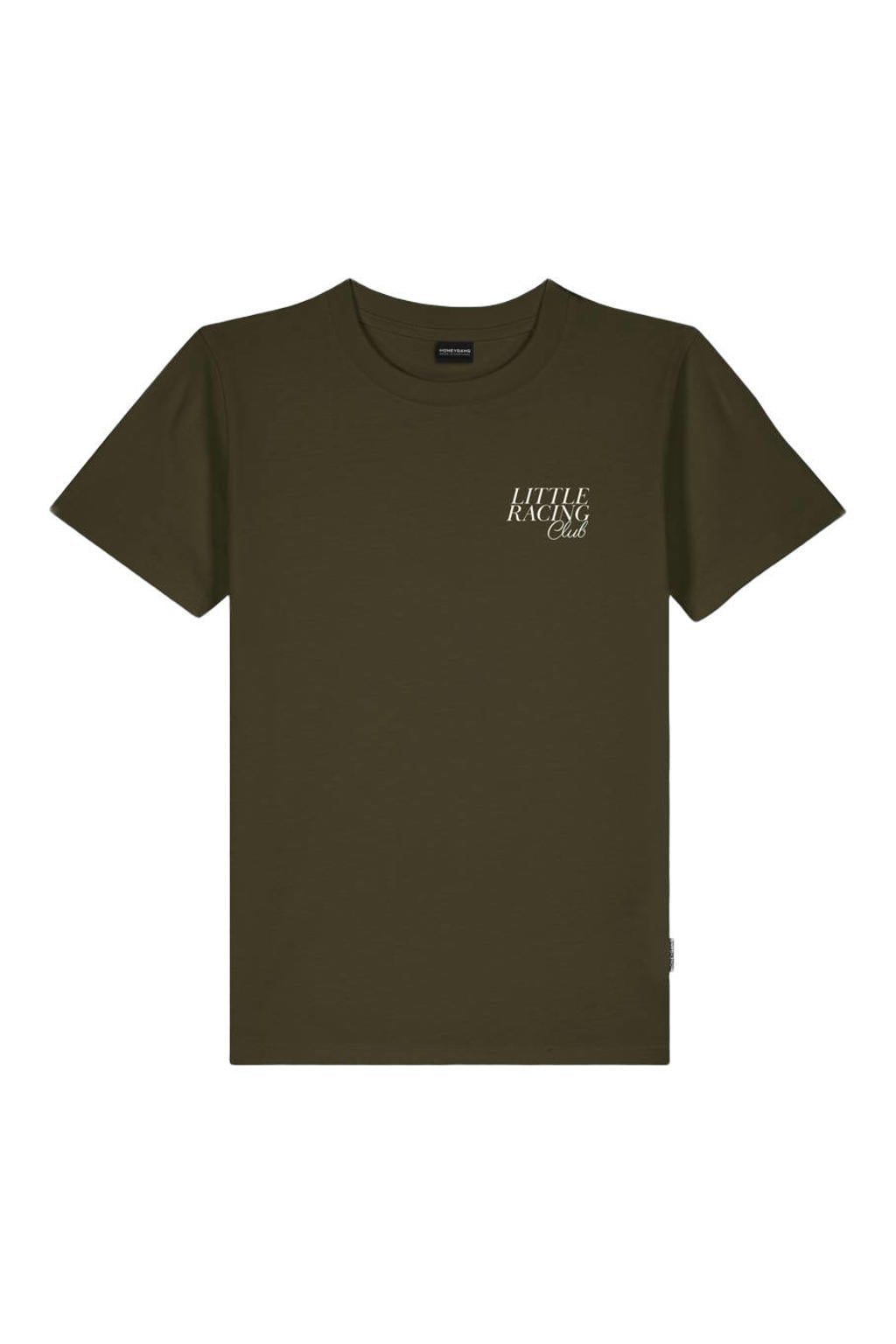 Baron Filou Honeygang T-shirt met backprint - olijfgroen