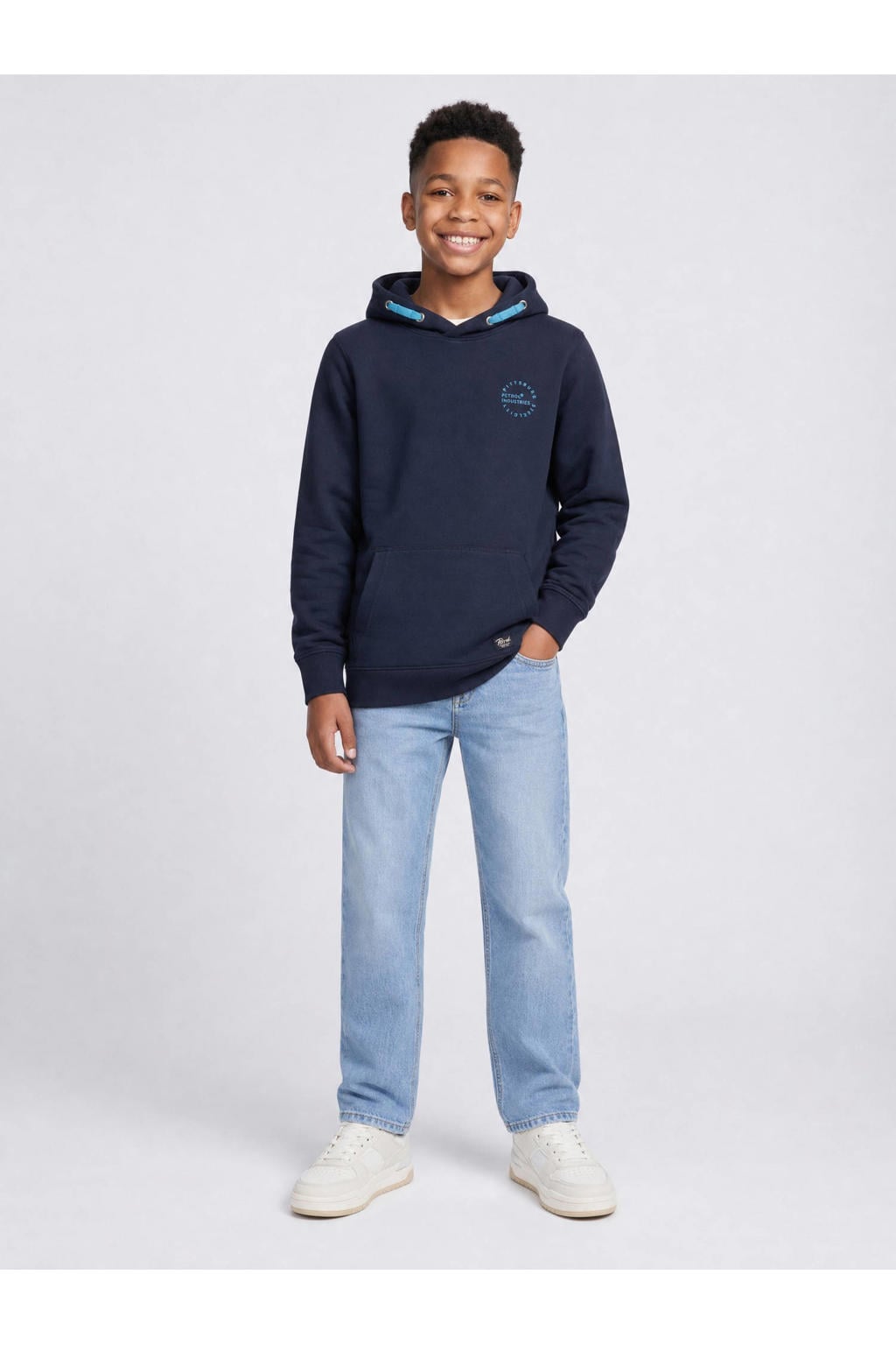 Petrol Industries rechtvallende hoodie met logo - donkerblauw