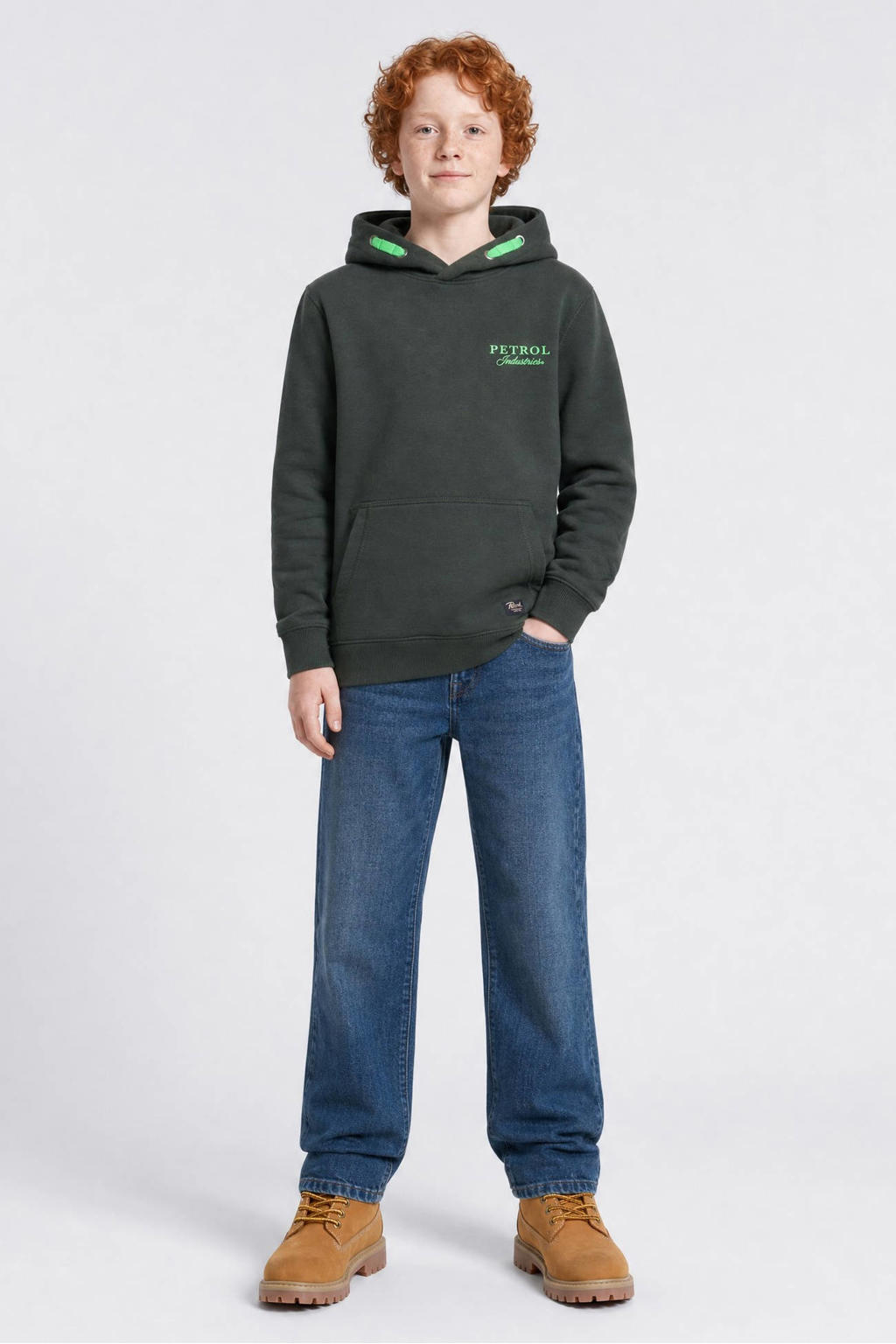 Petrol Industries rechtvallende hoodie met logo - donkergroen