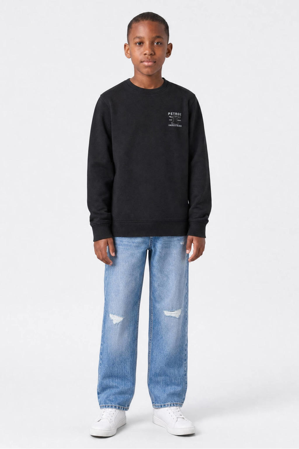 Petrol Industries rechtvallende sweater met print - zwart