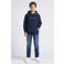 Petrol Industries rechtvallende hoodie met logo - donkerblauw