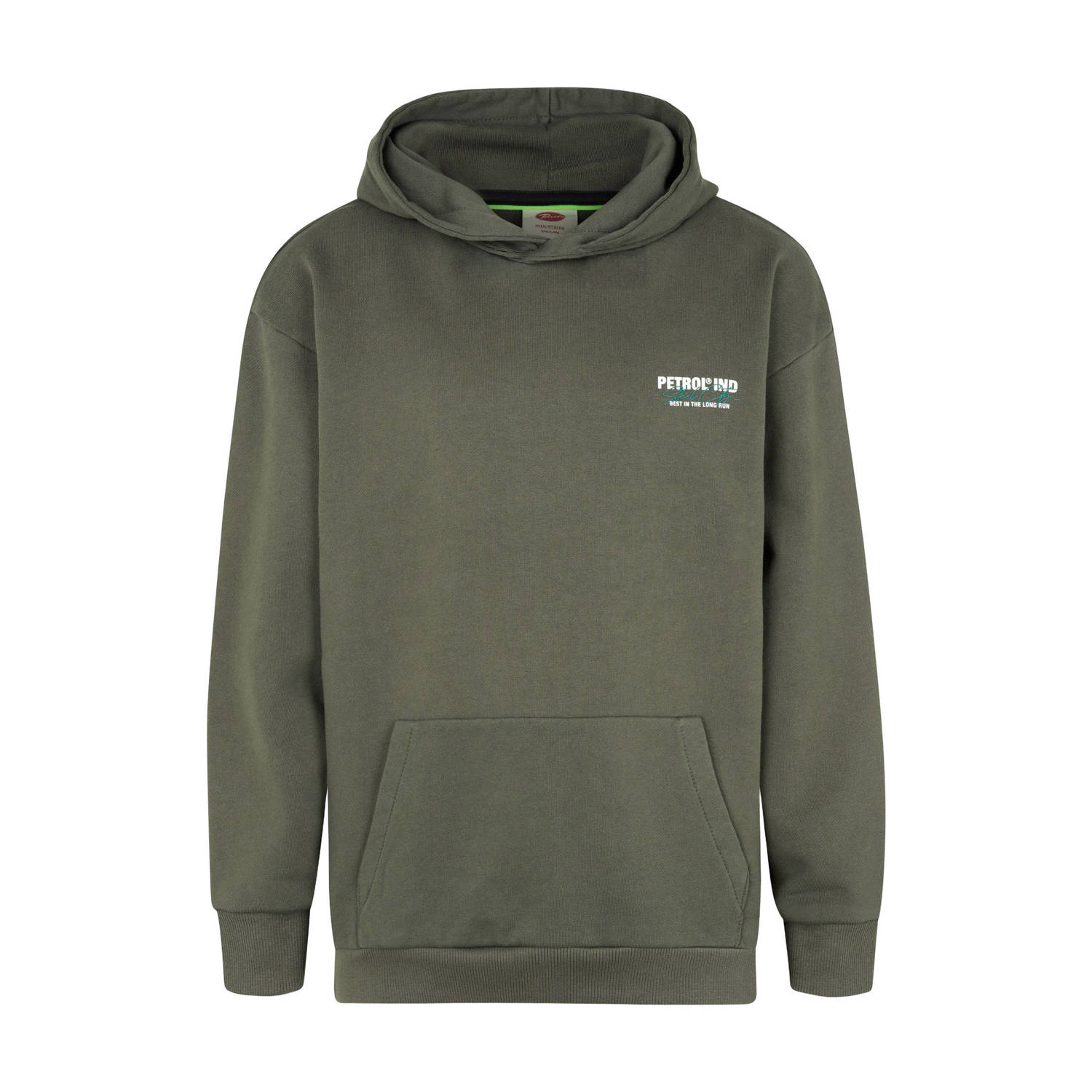 Petrol Industries hoodie met backprint grijsgroen
