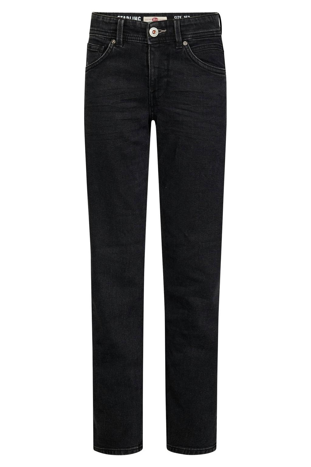 Black denim jongens Petrol Industries straight leg jeans black van stretchdenim met rits- en knoopsluiting en effen