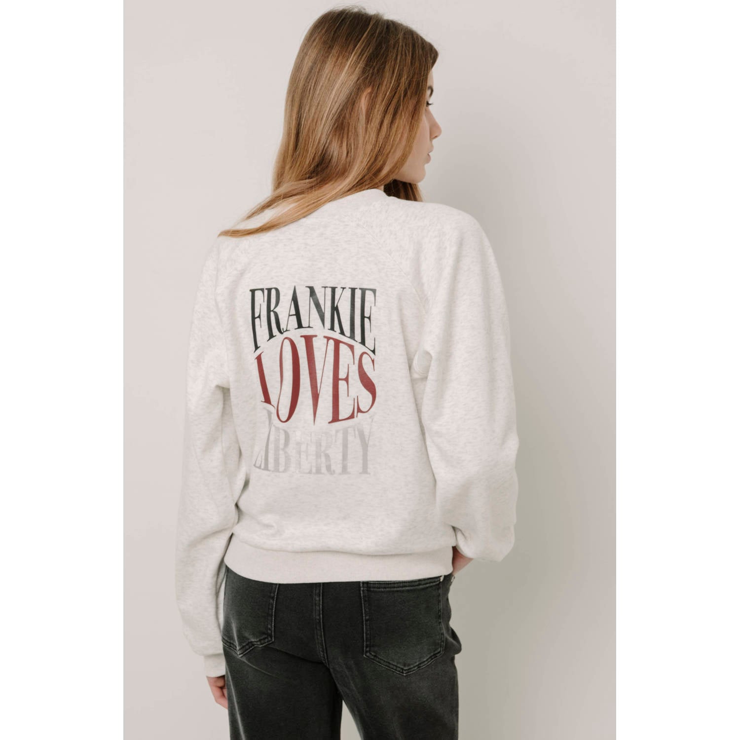 Frankie&Liberty boxy sweater met backprint ecru