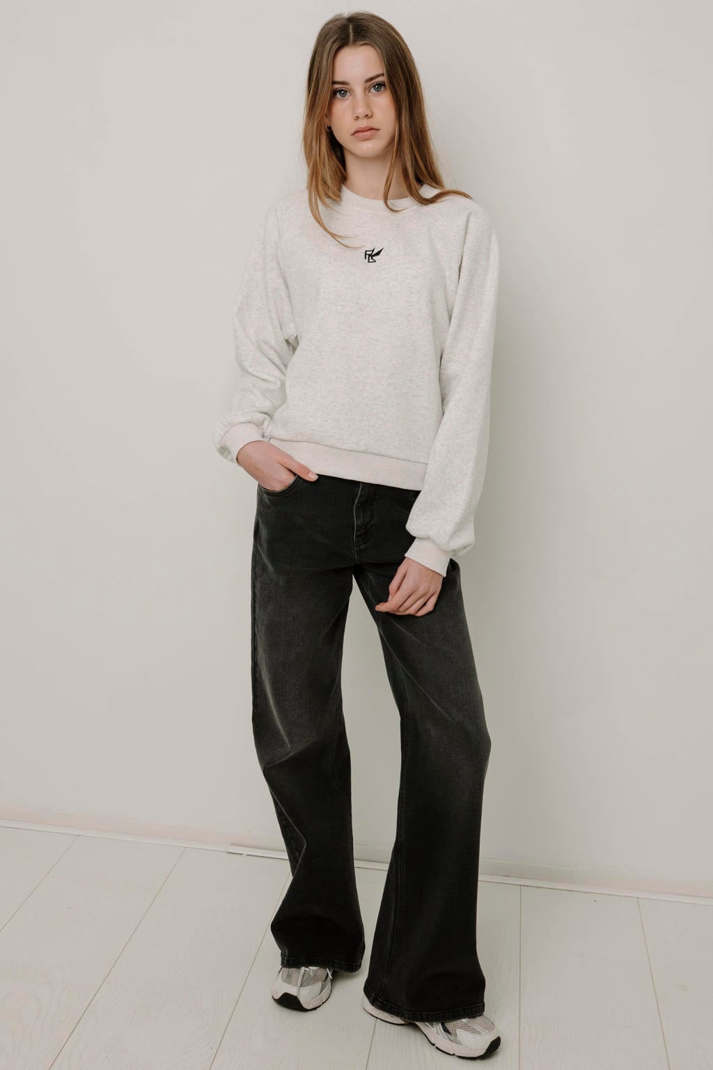 Frankie&Liberty boxy sweater met backprint - ecru