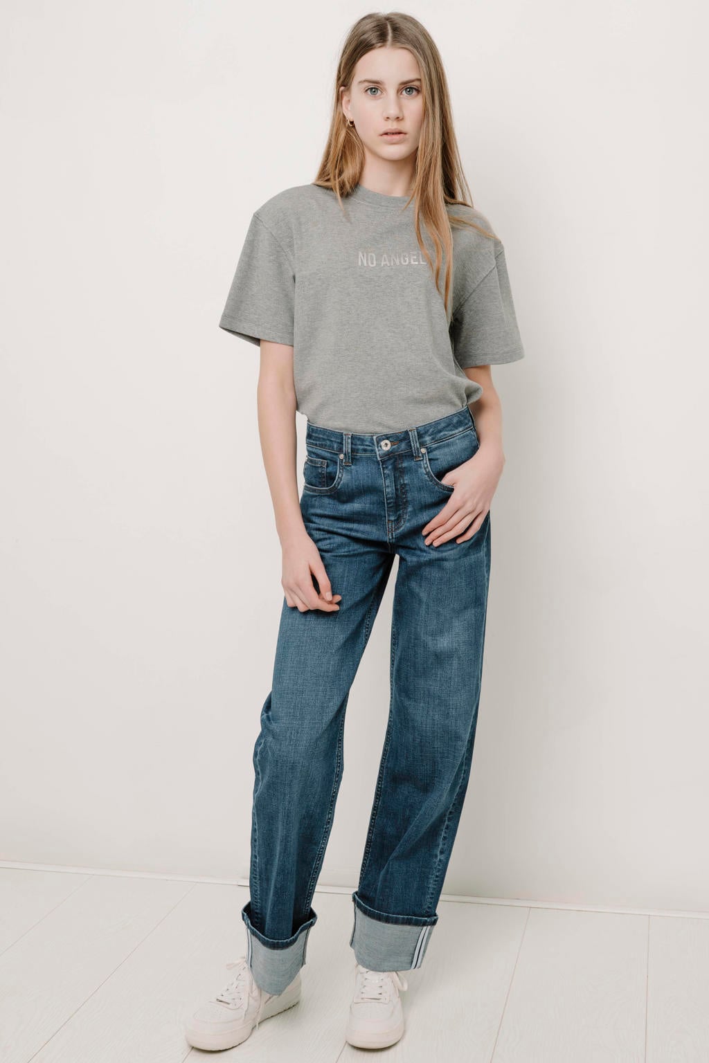 Frankie&Liberty boxy T-shirt met backprint - grijs