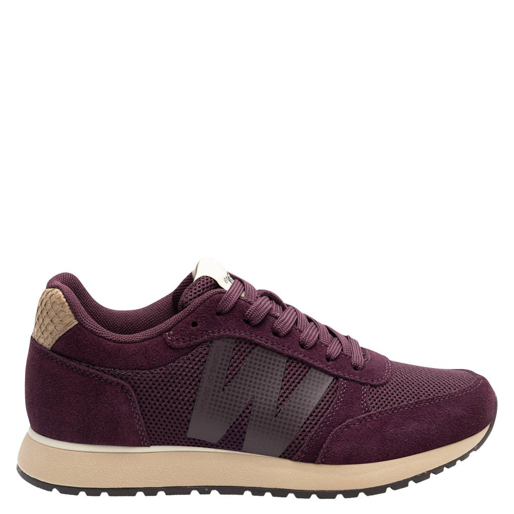 Aubergine dames Woden Ydun Icon II leren sneakers - van 34,80% textiel /59,42% leer/5,78% visleer met veters