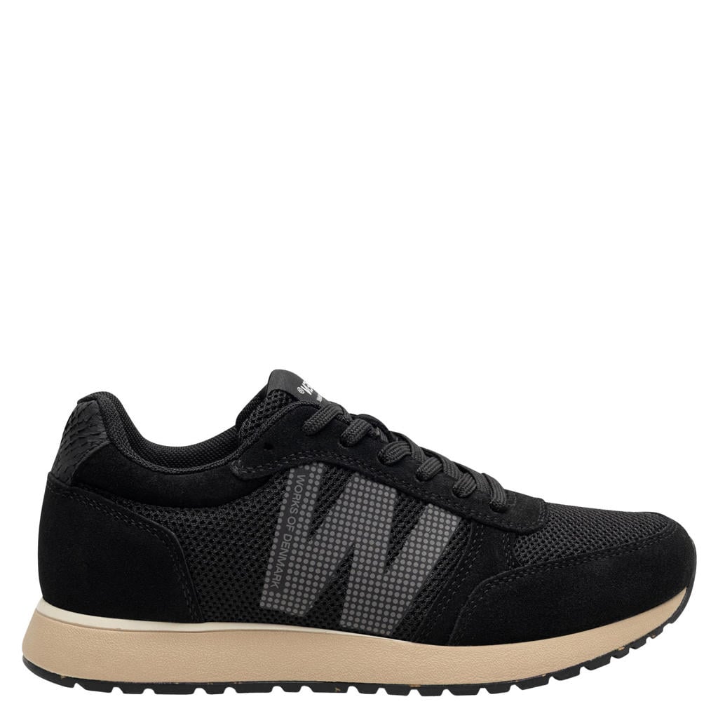 Zwarte dames Woden Ydun Icon II leren sneakers - van 34,80% textiel/59,42% leer/5,78% visleer met veters