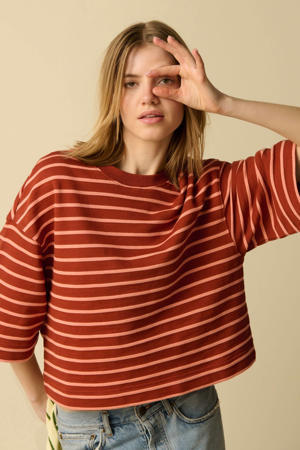 katoenen gestreepte sweater - donkerrood