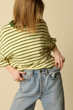 katoenen gestreepte sweater - lichtgeel