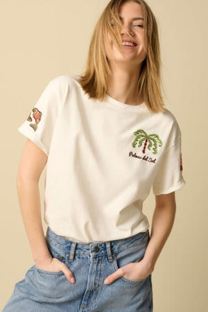 T-shirt met borduursels - wit