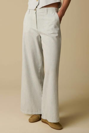 katoenen wide leg gestreepte broek - wit